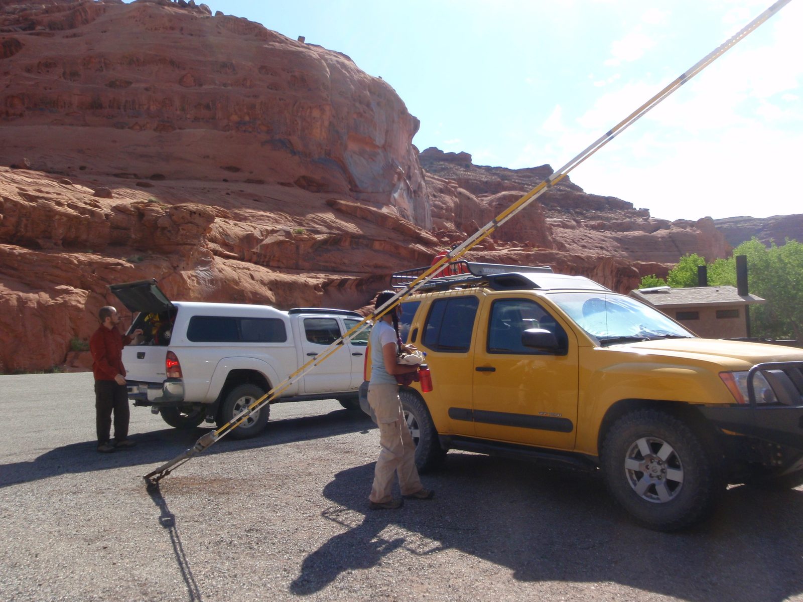 We left Joel's vehicle at this trailhead and drove Andy's truck up to a plateau to the south, so...