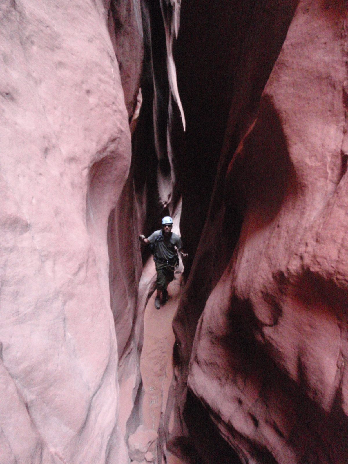 Andy in a section of dark, sandy narrows.