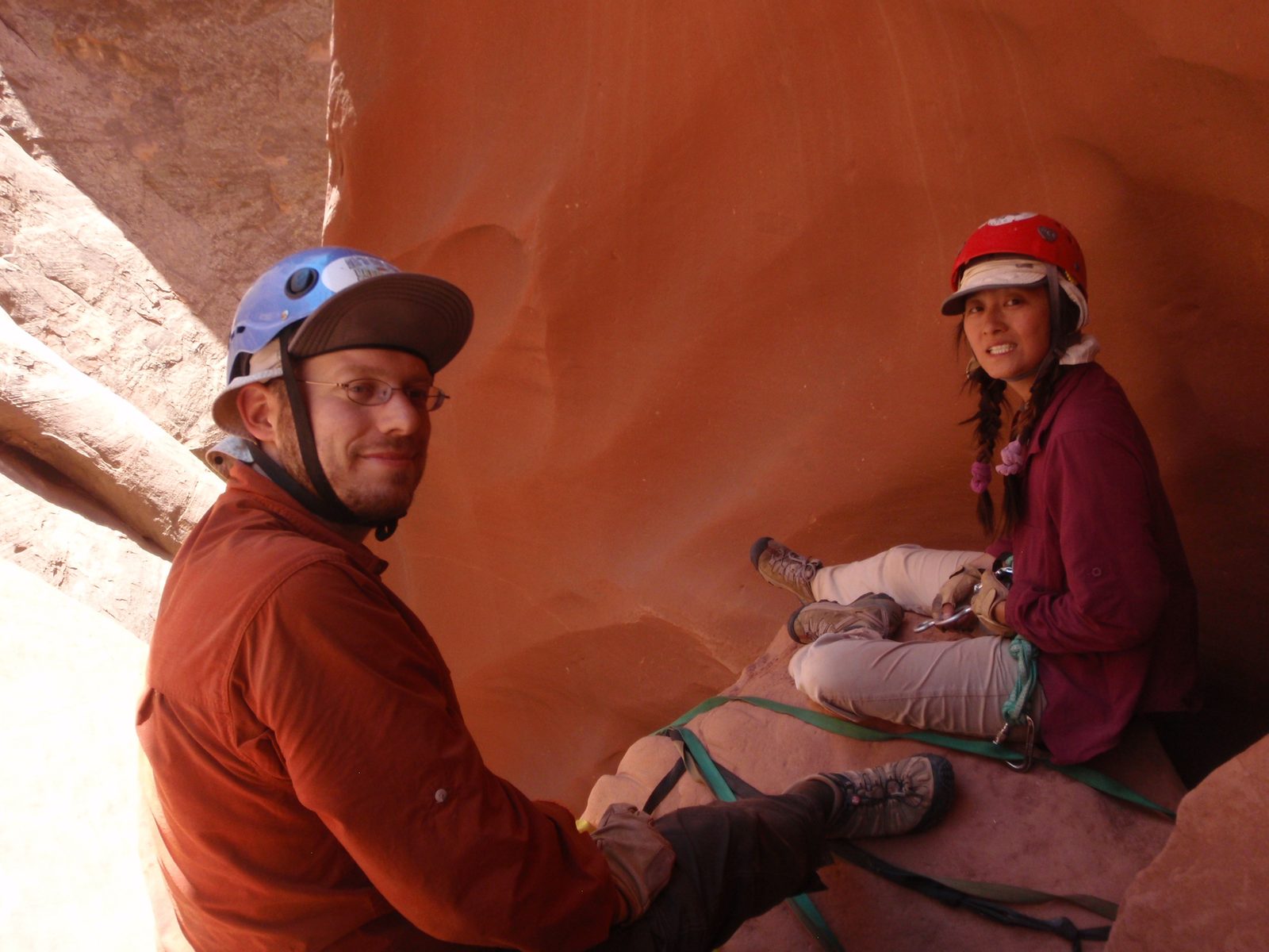 Stopping at a rappel station.
