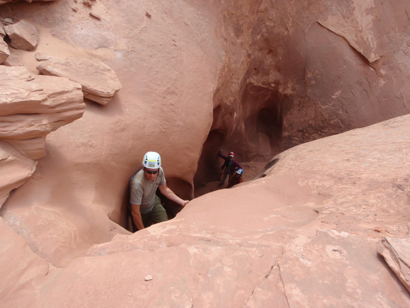 Andy climbs a 25 foot dry fall.