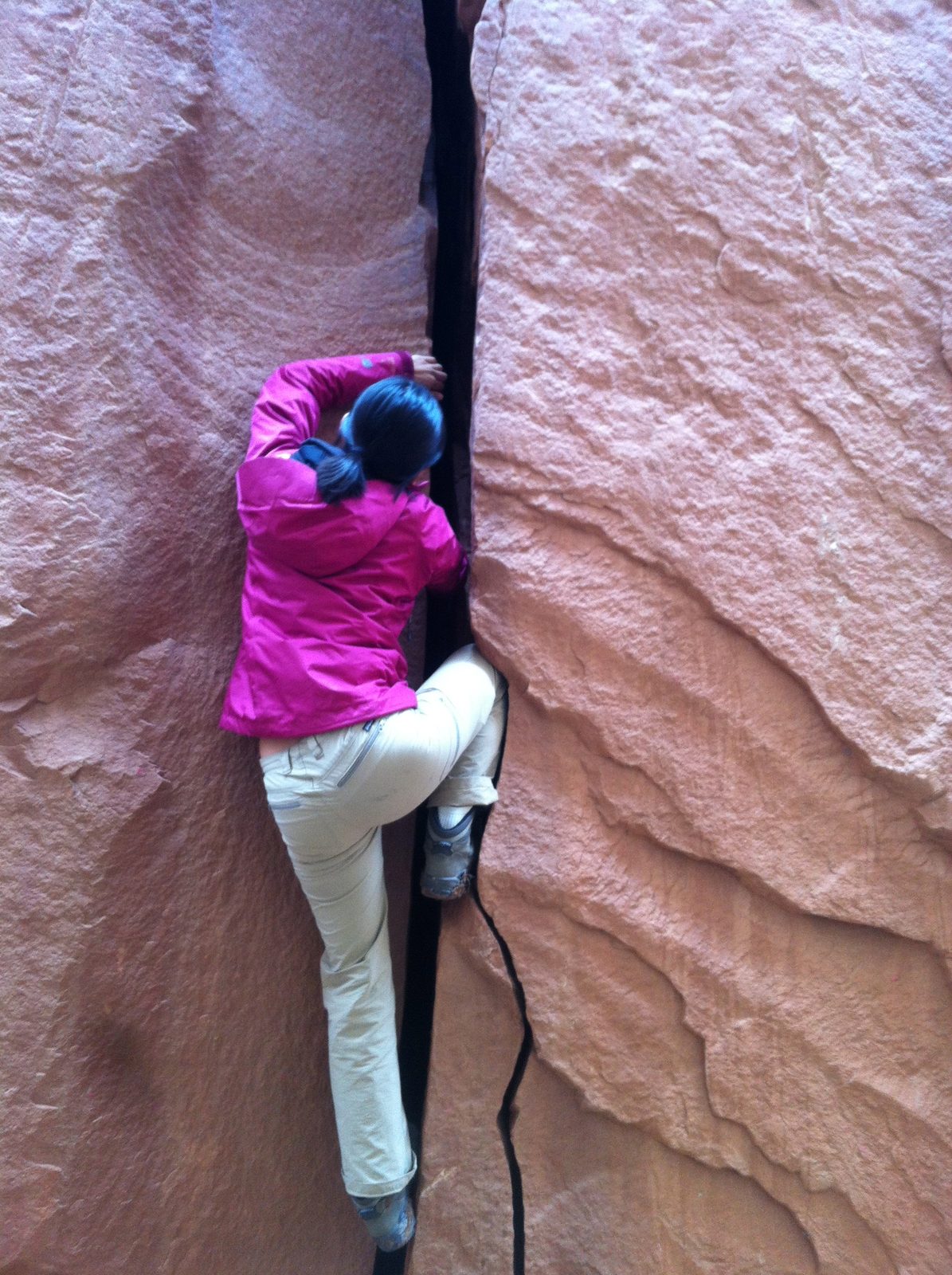 Monica climbing either Mojito or Mai Tai.