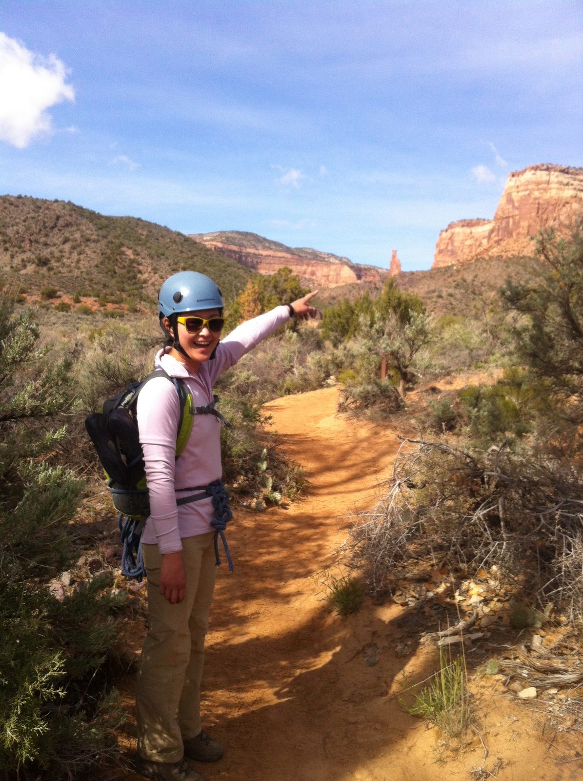 On Sunday morning, Monica and I headed into the park to climb Independence Monument. Here Monica...