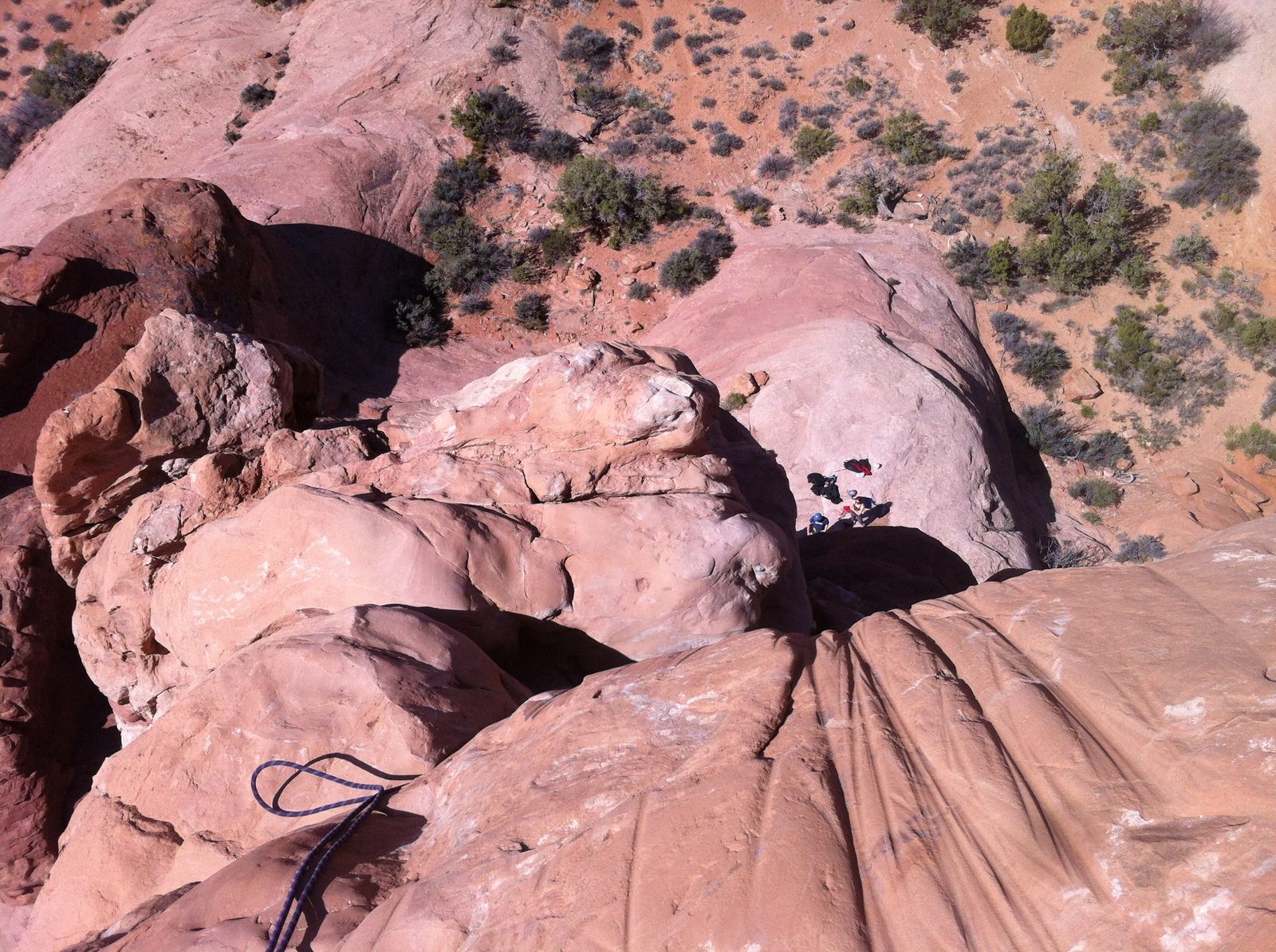 Looking down, another climbing party had arrived and is waiting to climb the rock. On a weekday....