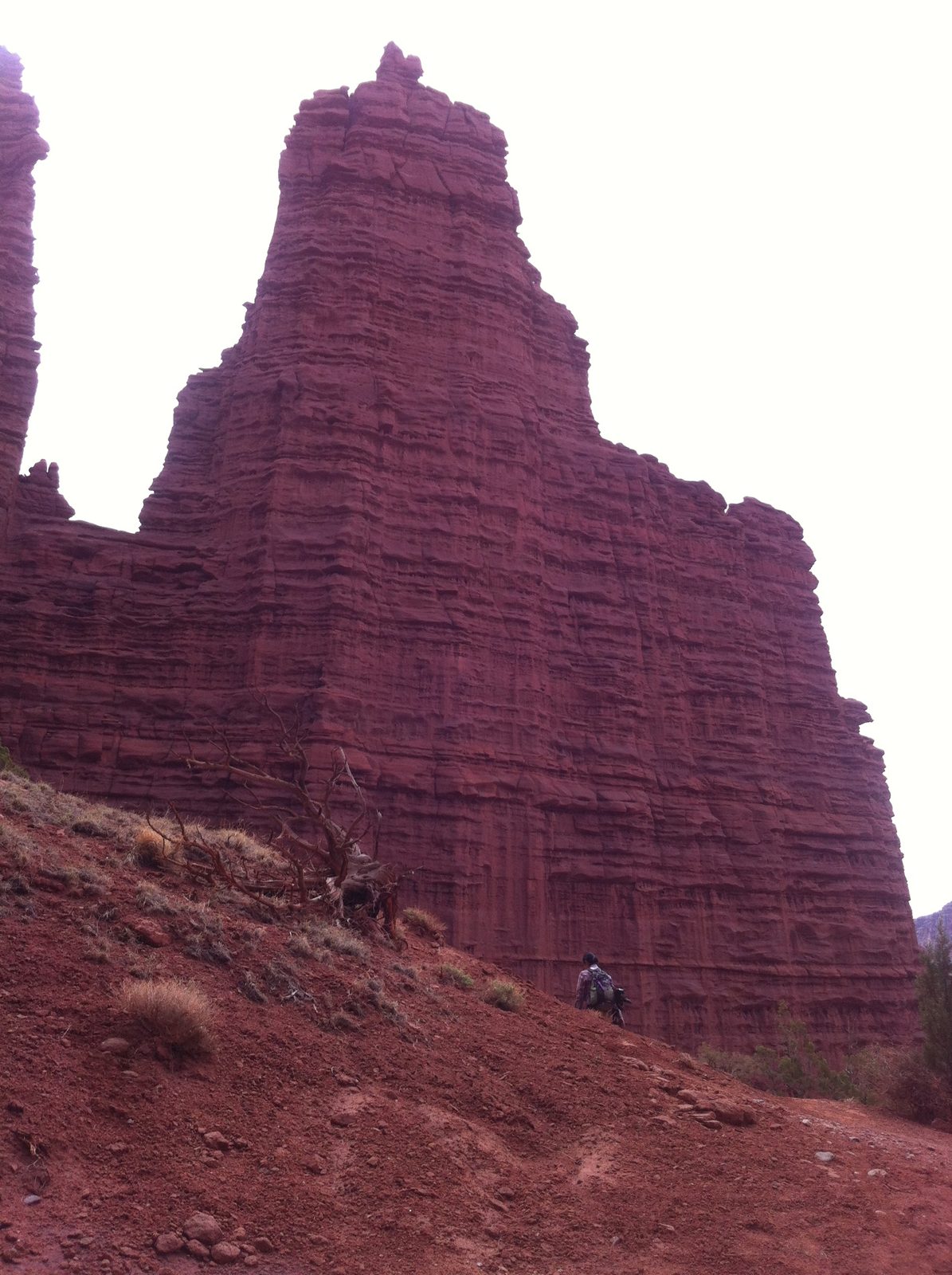 After climbing Stolen Chimney, we stashed our climbing gear by the side of the trail and...