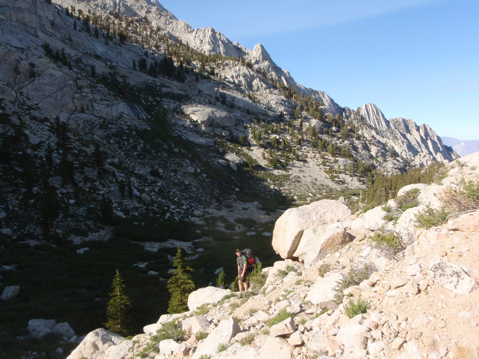 Joel, hiking up the talus slope between Lower Boyscout Lake and Upper Boyscout Lake.  I think...