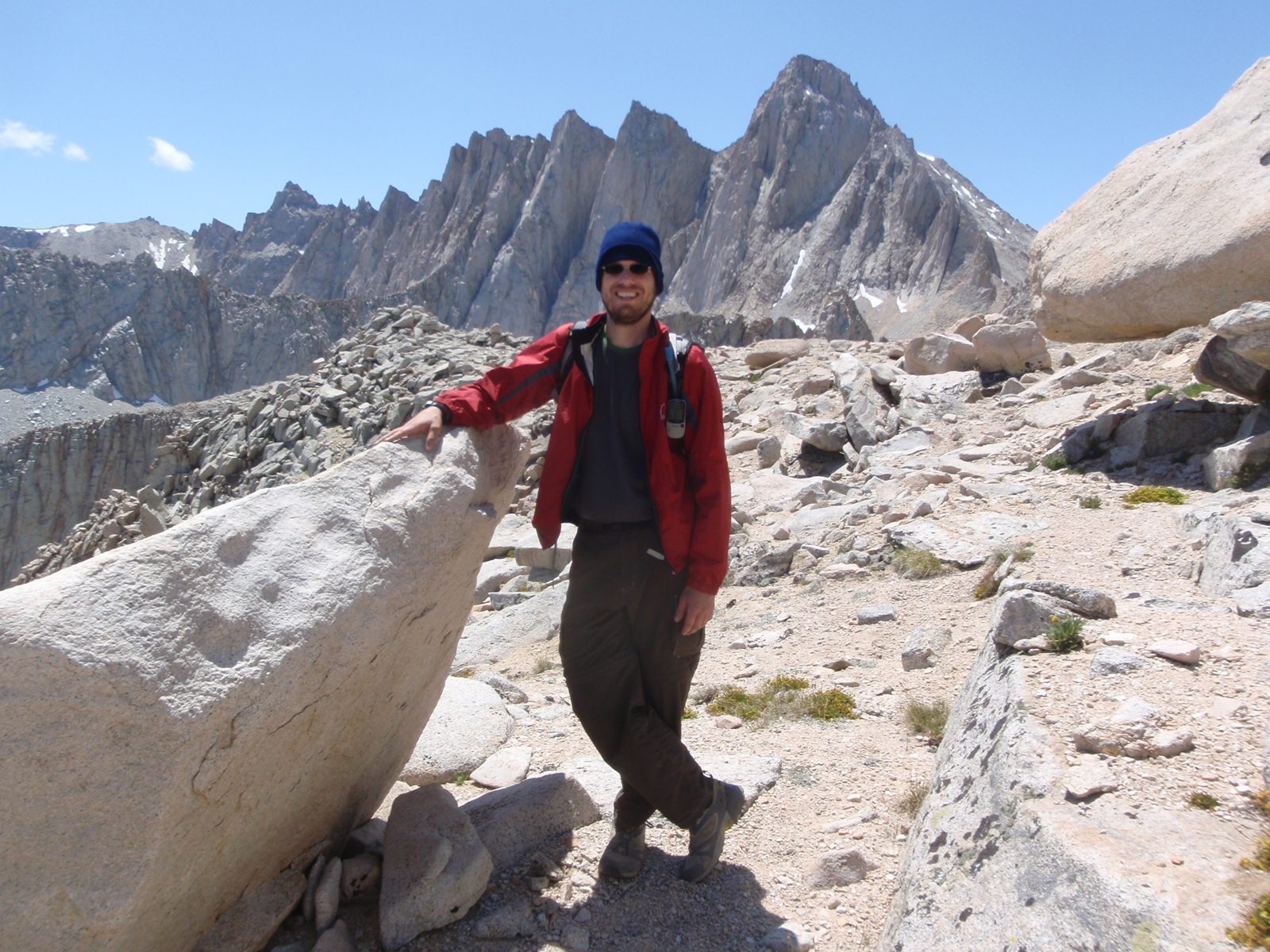 Joel, with Whitney, the Needles and Muir in the background (from right to left).