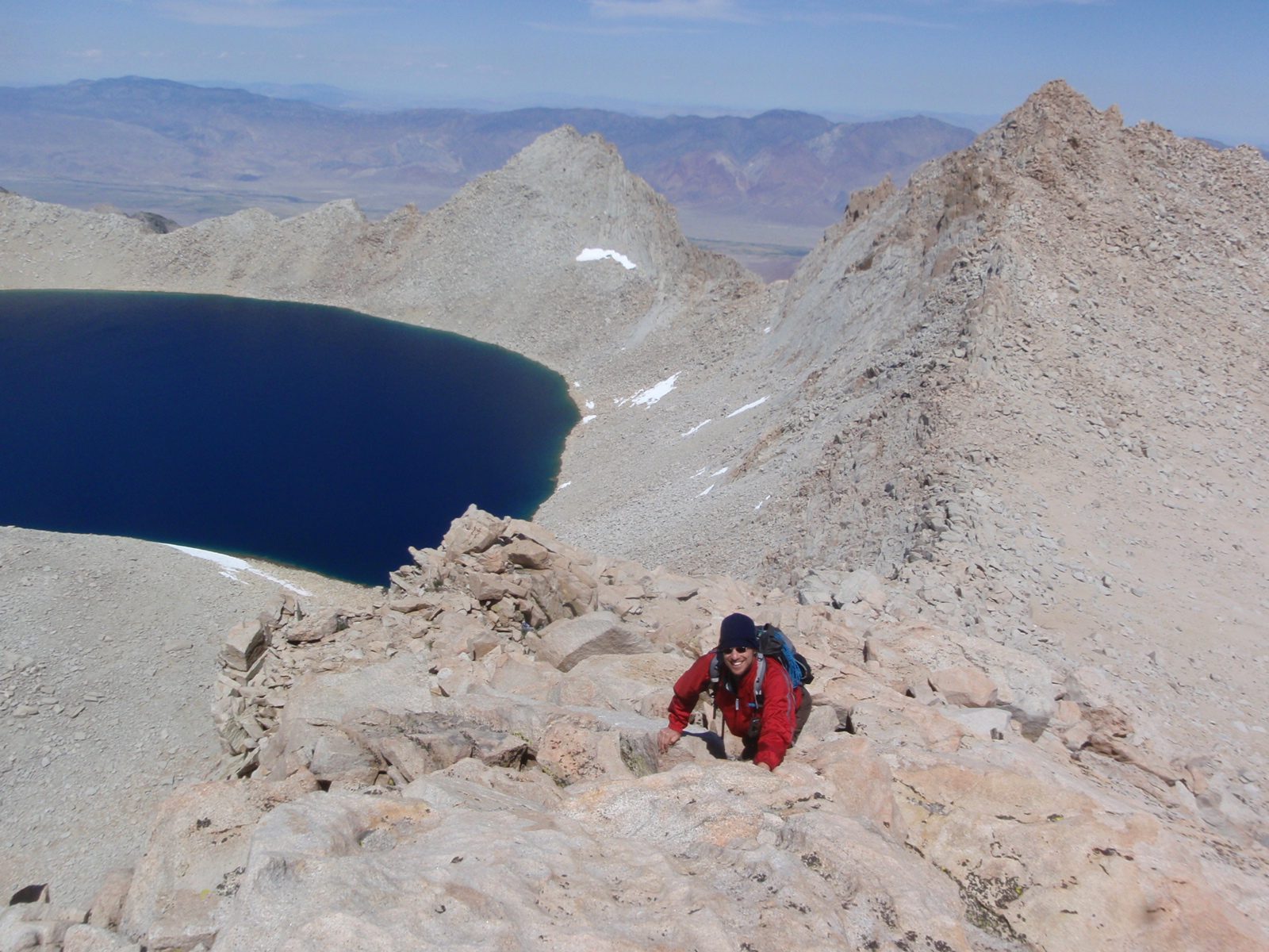 Joel, startng to scrable up the eastern ridge of Mt. Russell.
