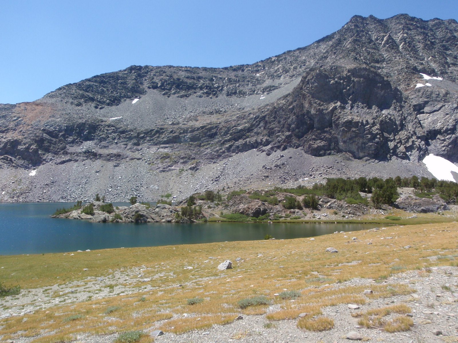 A little spit of land that stuck out into Parker Lake.