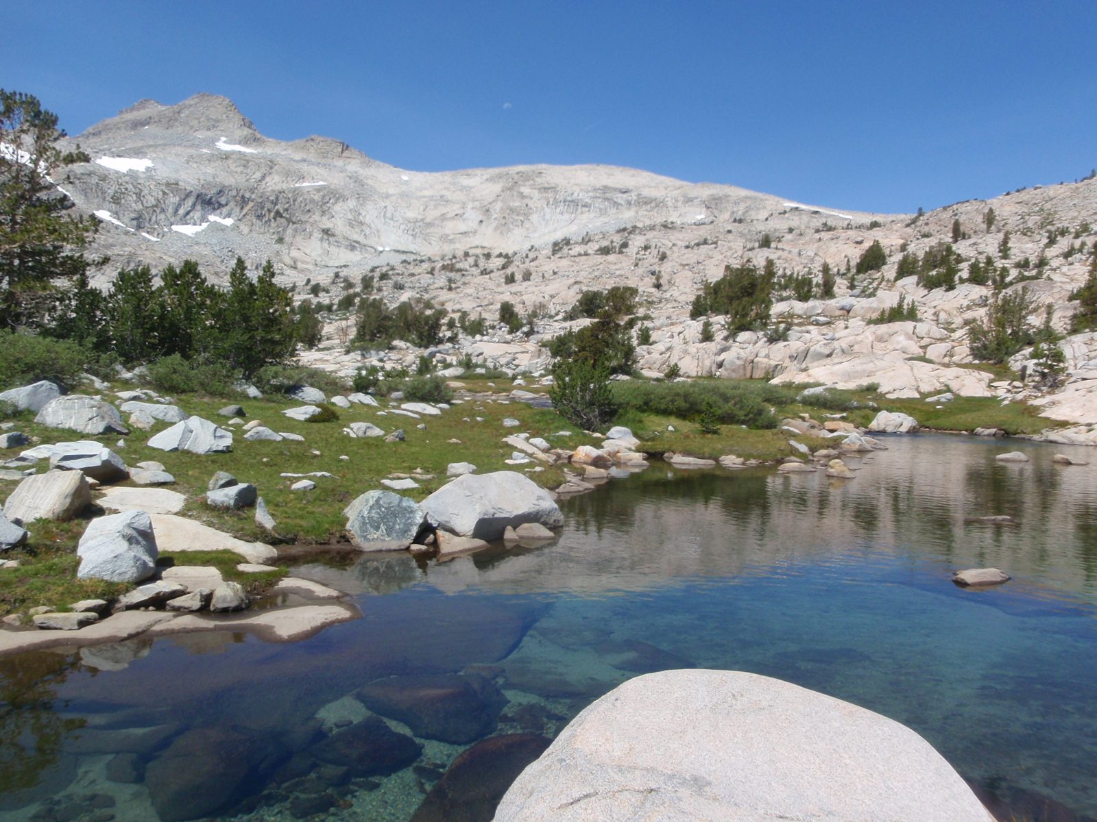 Back among the living:  I finally make it to the first of the Marie Lakes, a fantastic grouping...
