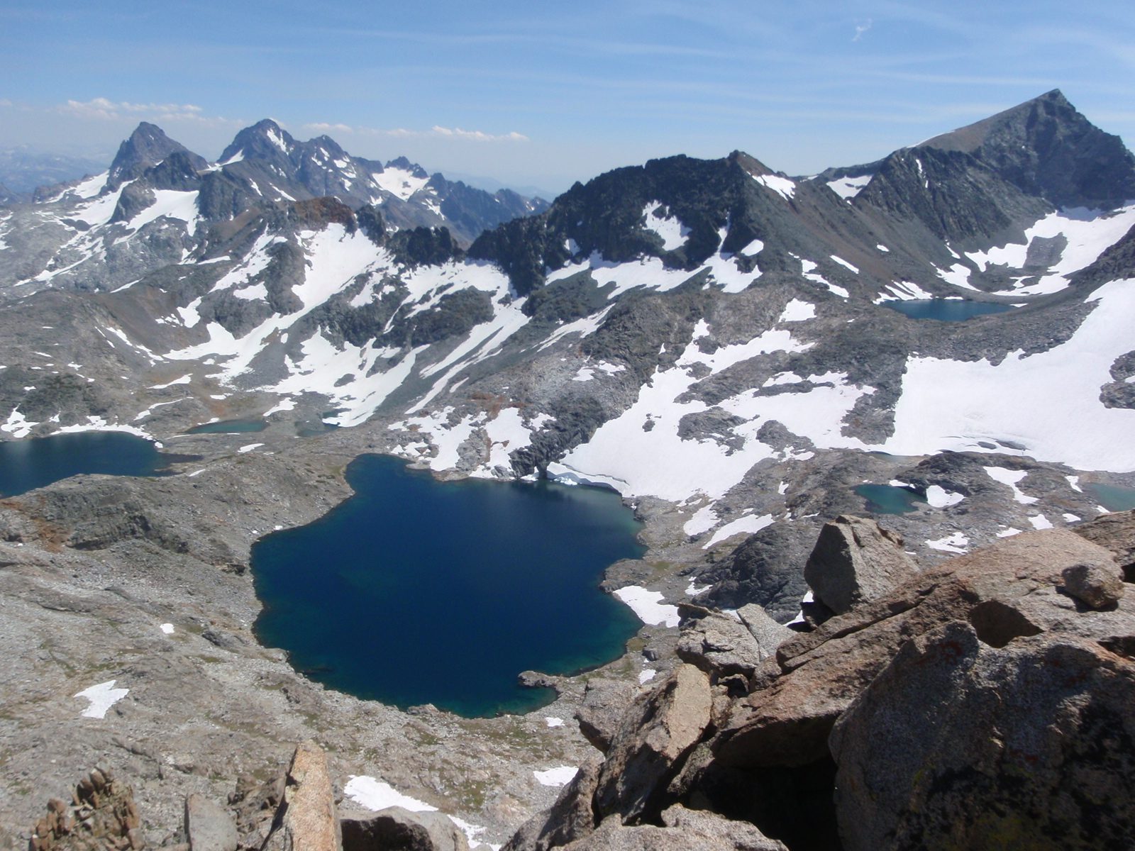 Again, looking south toward the Ritter Range, the spectacular Marie Lakes are laid out before me.