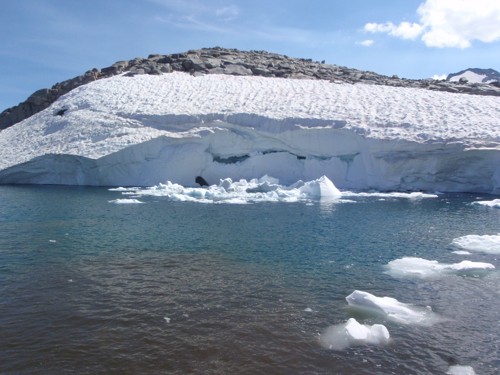 The aftermath:  a whole lot of baby icebergs and water that had transformed from 'glacier blue'...