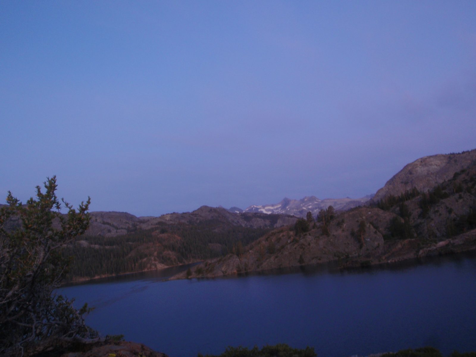 A view back at the high sierra peaks I had been hiking in just yesterday.  Considering these...