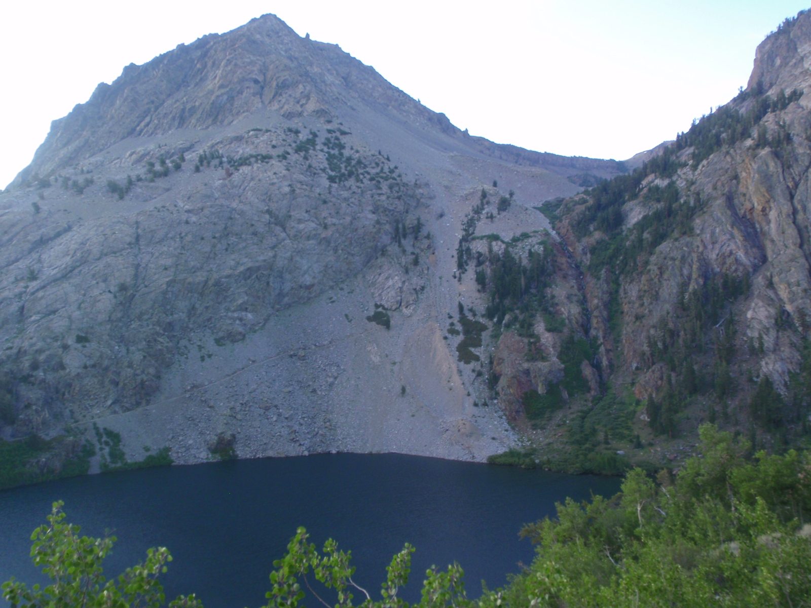 Agnew Lake with Carson Peak in the background by morning light.