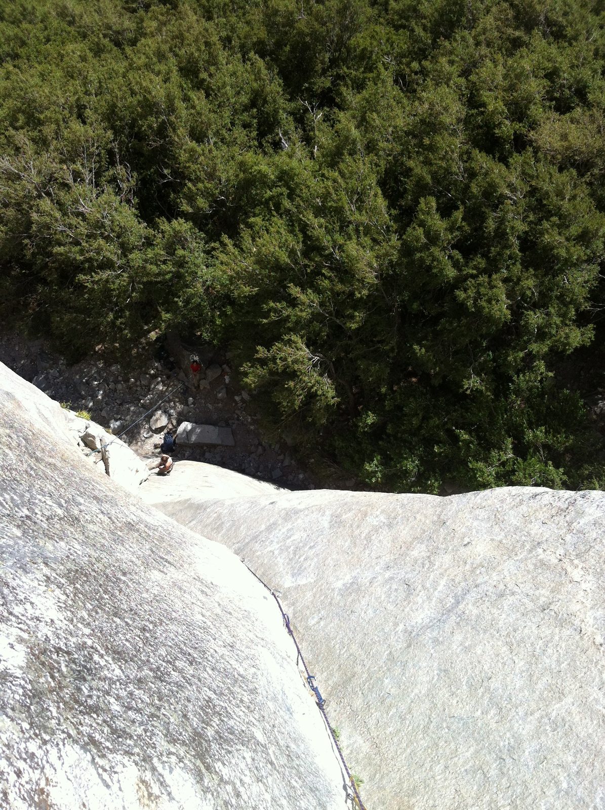 While I was leading the second pitch, Allan and April showed up to say hi, so we tossed down our...