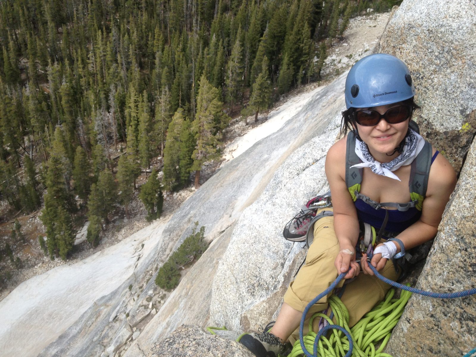 Monica belaying.