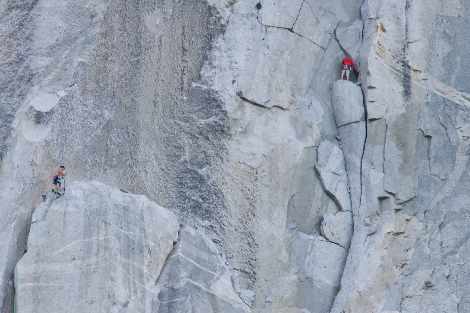 Alex on Dolt Tower, Hans leading on toward El Cap Tower. I don't think Hans has placed a single...