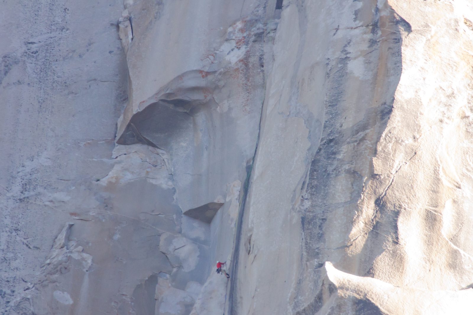 Hans jugging up the hardest pitch of the route. NB: it sure looks like he has two ascenders. By...