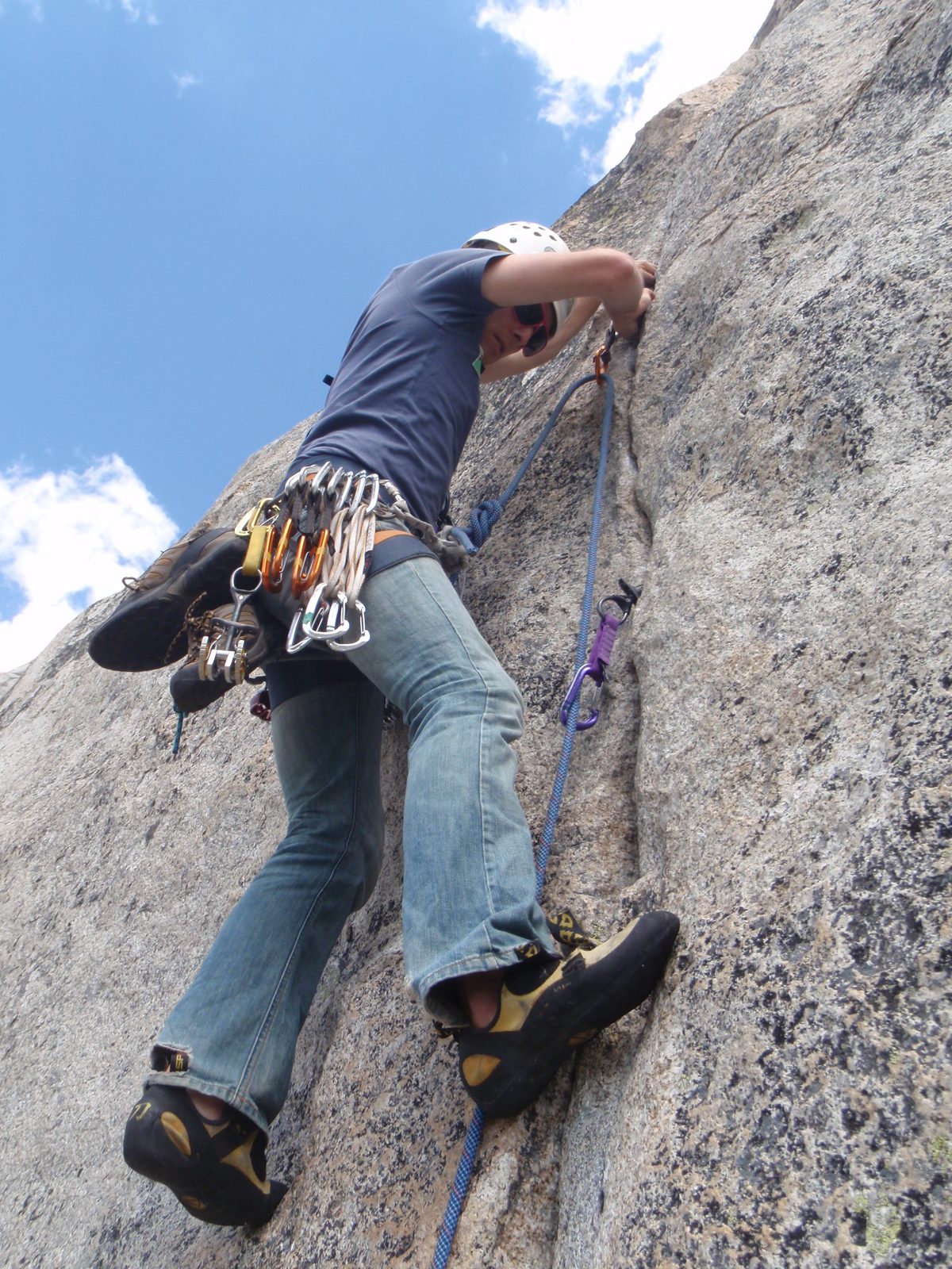 Doing my best not to fall on my trusty belayers.