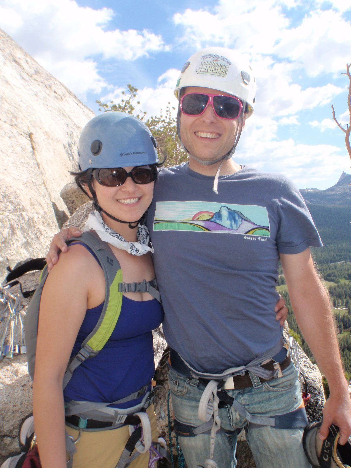 Monica and John at Top of Direct Northwest Face of Lembert.