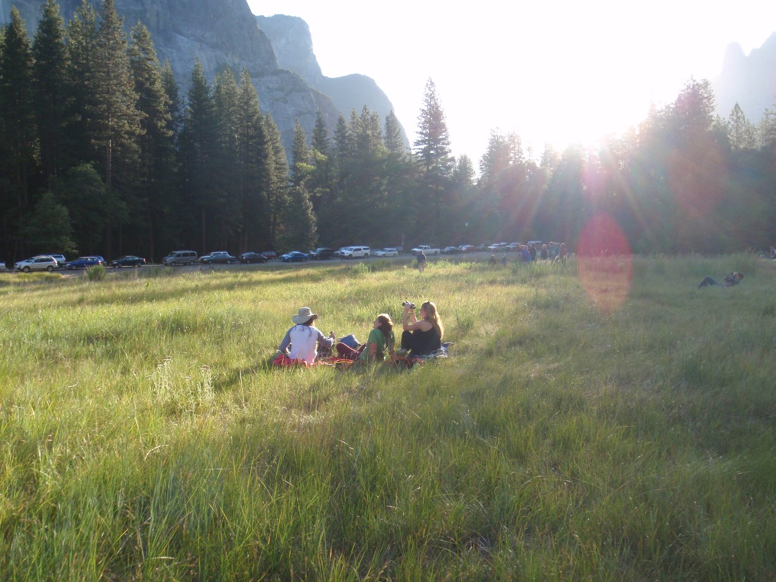 Sun rising in Yosemite Valley.