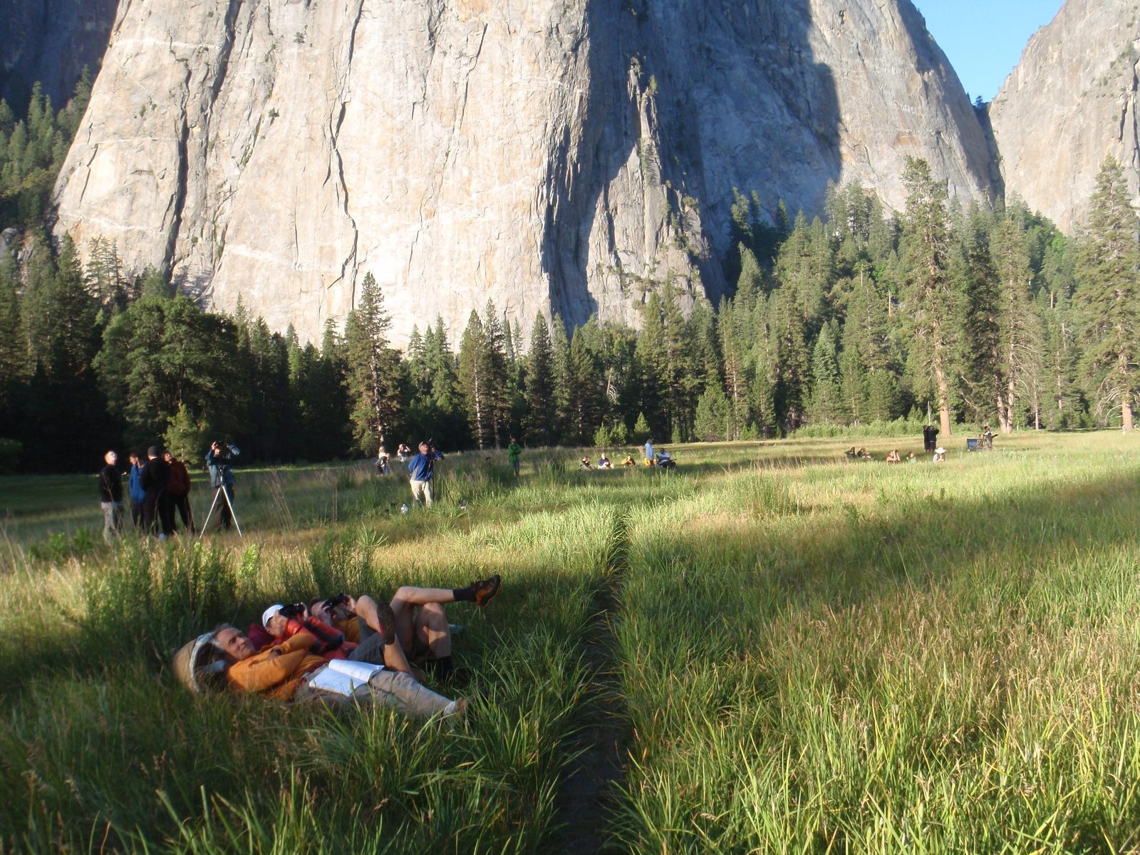 Relaxing. Central Pillar of Frenzy (a climbing route) visible in the background... It follows a...