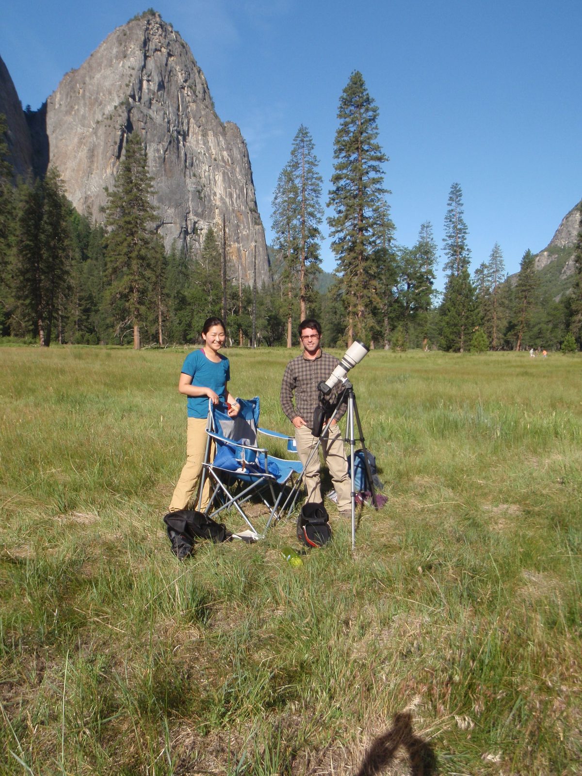 Monica and Alex, ready to go get breakfast at the Yosemite Lodge.