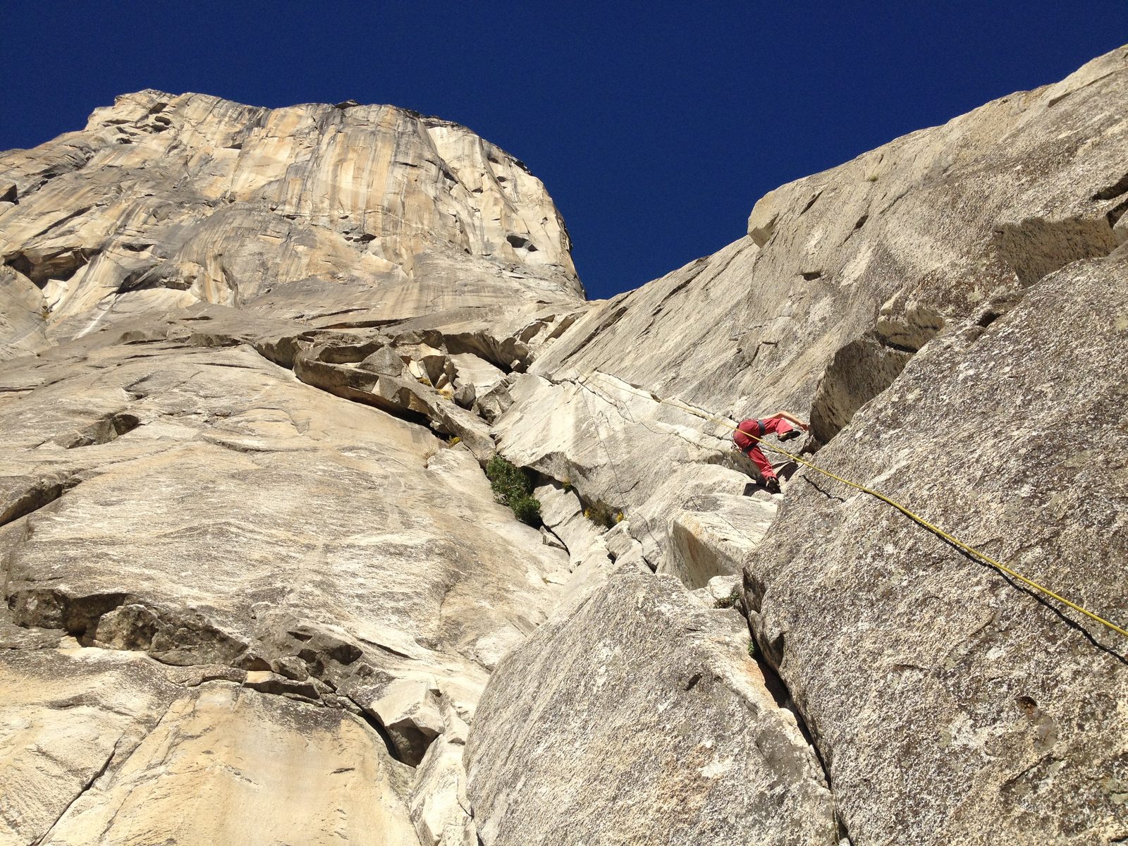 Climbing up the first pitch of Salathe Wall (5.10c).