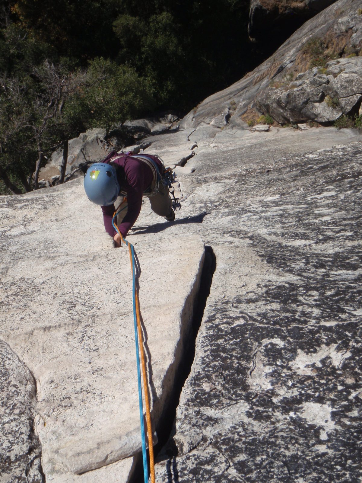 Jamming up the final headwall.