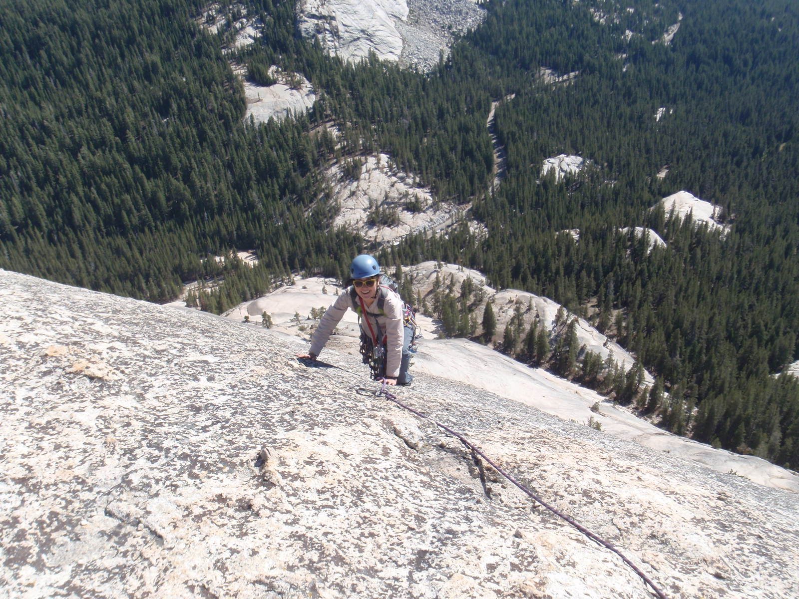 Monica on pitch 5 of West Crack, just feet from the top.