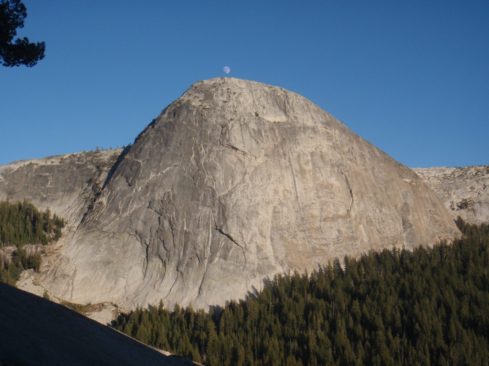The moon rising over Fairview Dome.