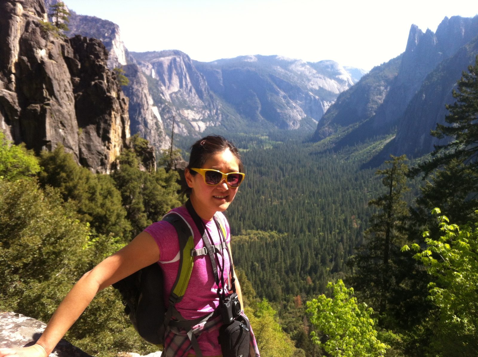 The epic approach did have a nice view. Note Yosemite Falls above and to the left of Monica's head!
