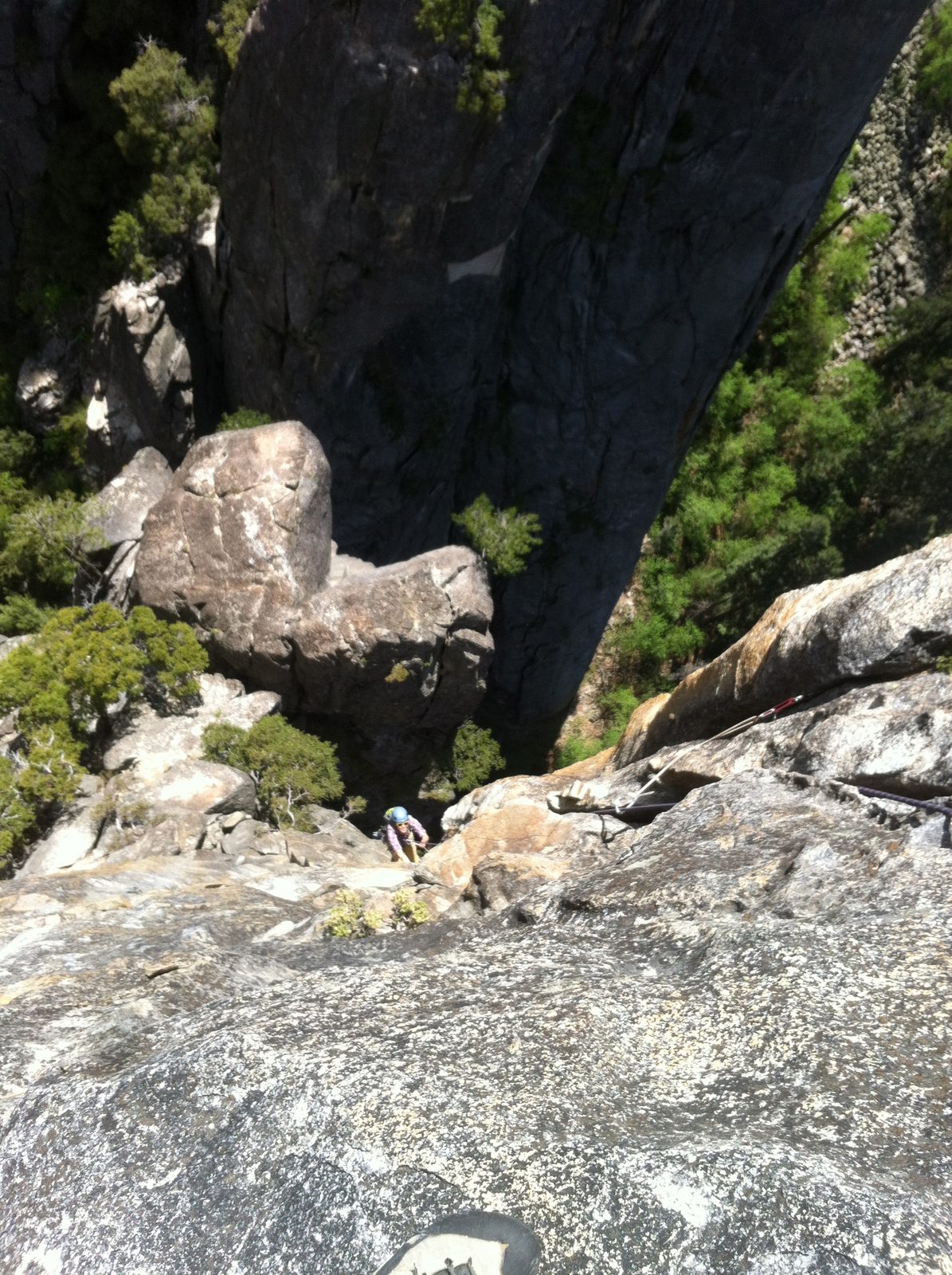 Pitch 5, a.k.a. the money pitch: 5.10 steep hands followed by a 5.11a enduro roof traverse and...