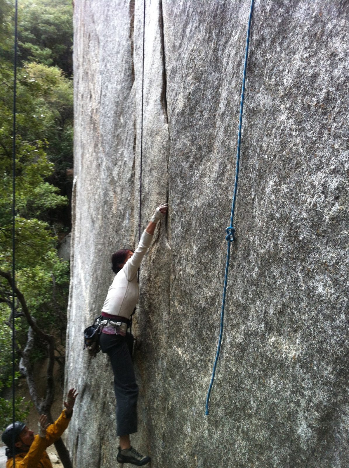 Joe gives a spot while Dong tries Crack-a-Go-Go (5.11c) on top rope, also affectionately known...