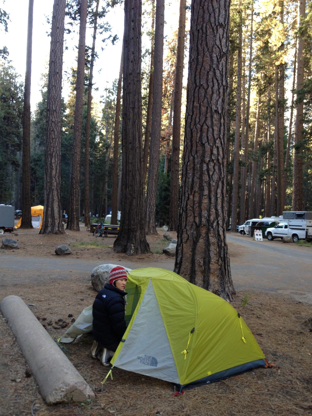 Monica, packing up to go climbing Saturday morning.