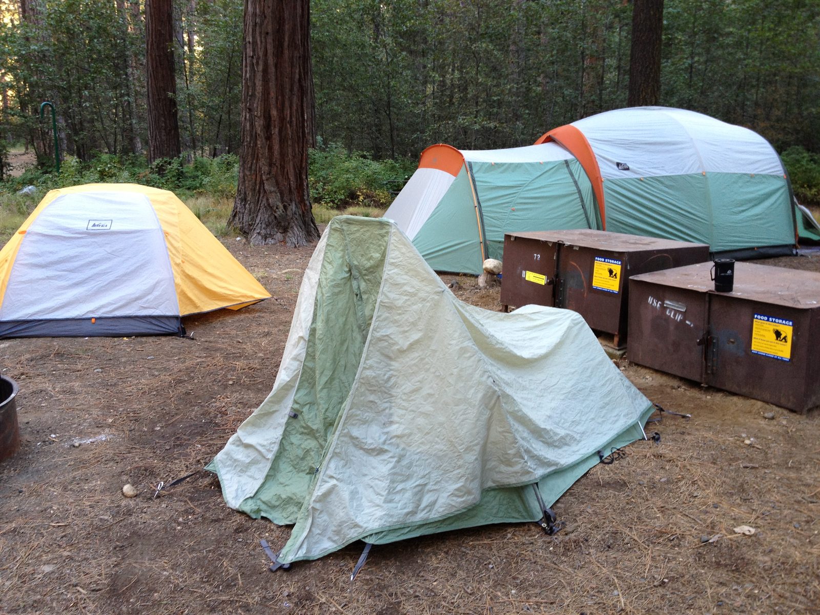 Alex needs some practice pitching a tent. Check out the camping hotel at the campsite next to...