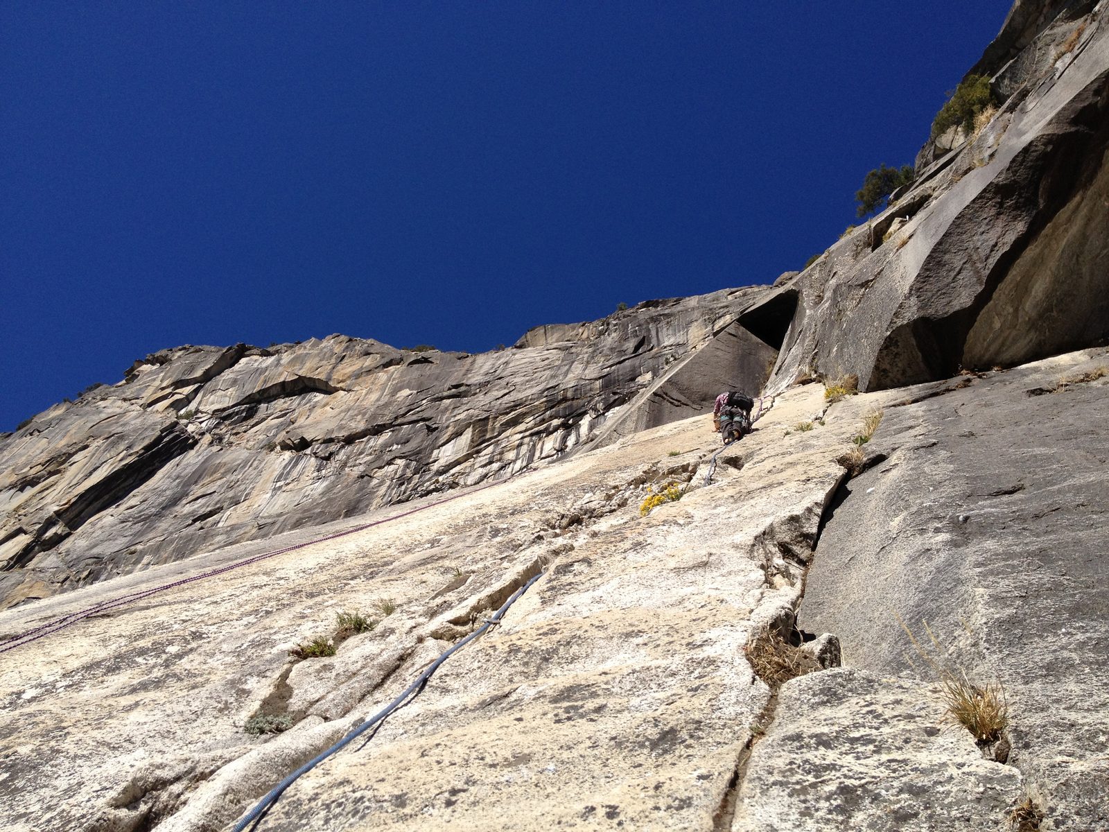 Monica climbing pitch 5 of Super Slide.