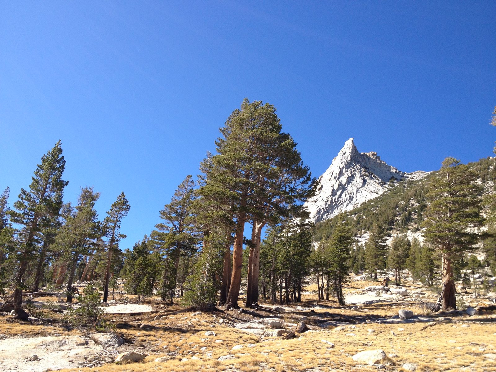 Going to church at Cathedral Peak on Sunday morning.