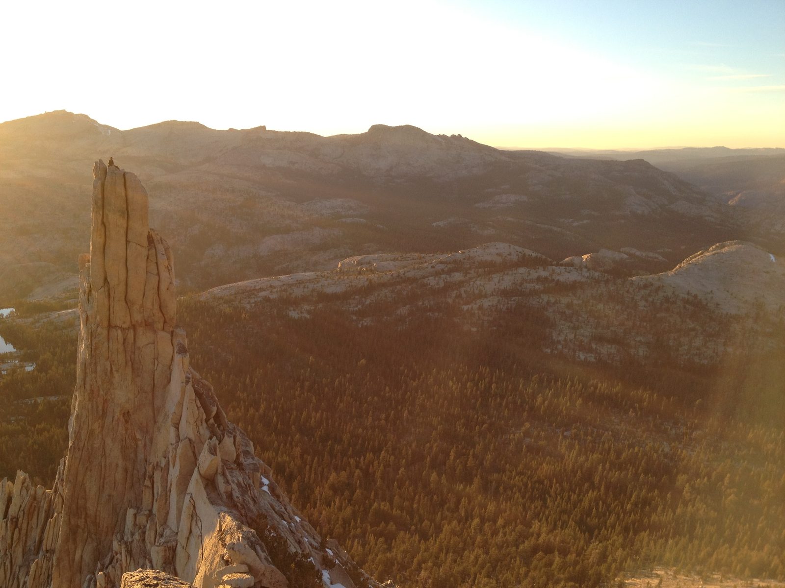 Sunset over Eichorn's Pinnacle. That guy up there must feel like king of the world.