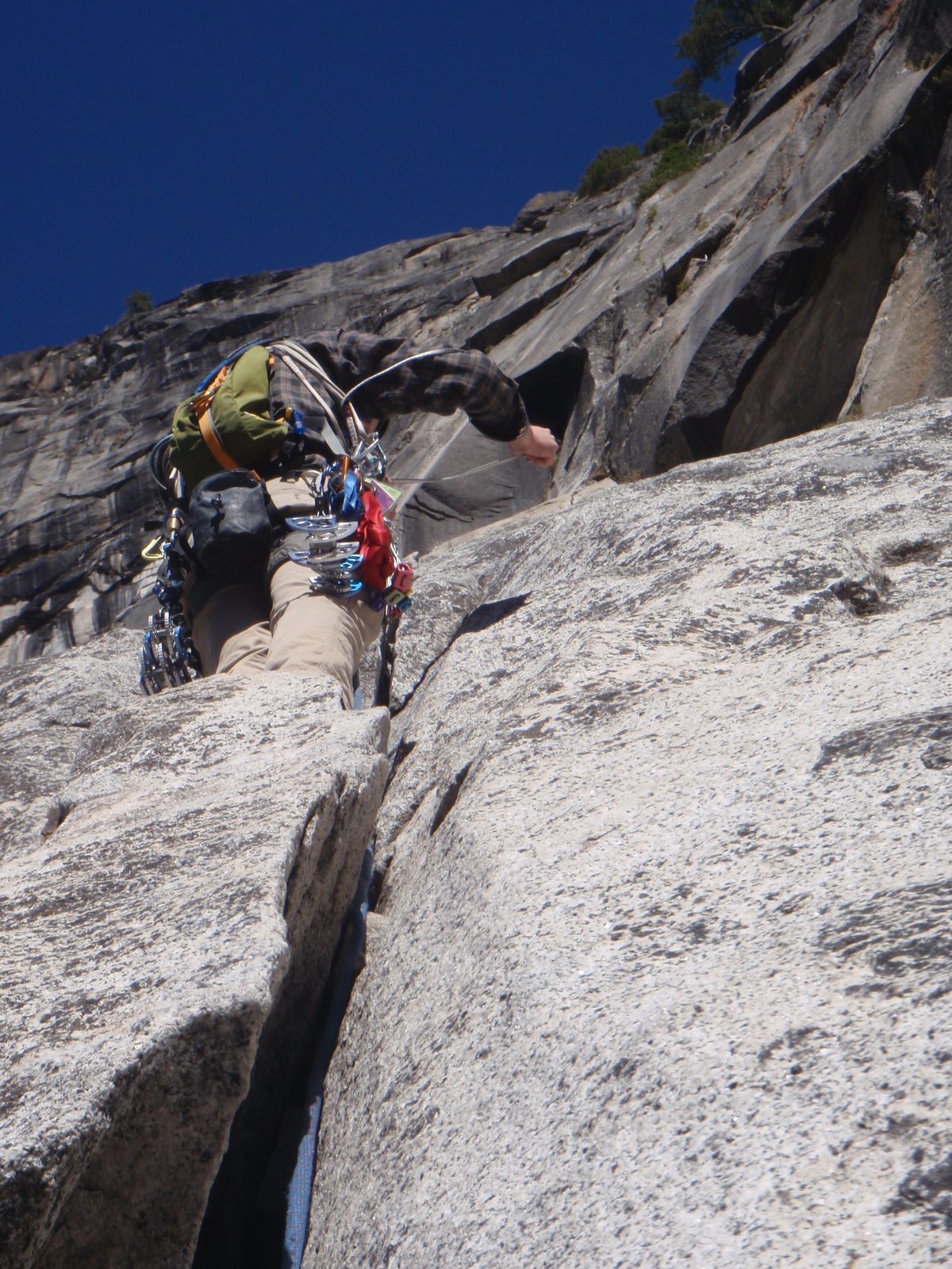 Alex on lead on pitch 4 of Super Slide (5.9)