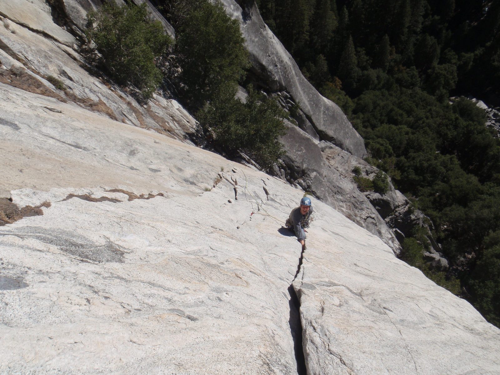 Marlin having fun leading pitch 3 of Super Slide (5.9).