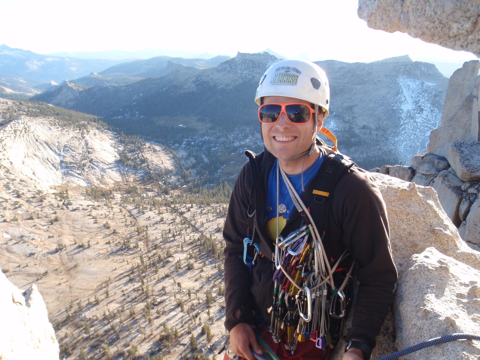 Hanging out on the top of Cathedral Peak in the late afternoon sun.