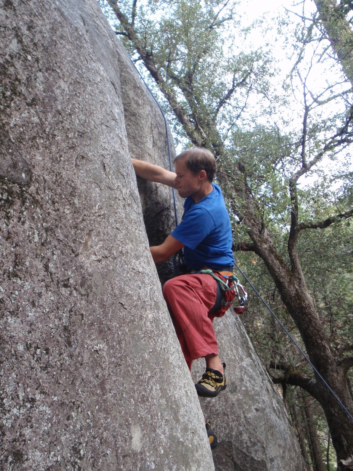 The book describes Conductor as a hard and technical 5.10d. I was shocked I made it to the top...