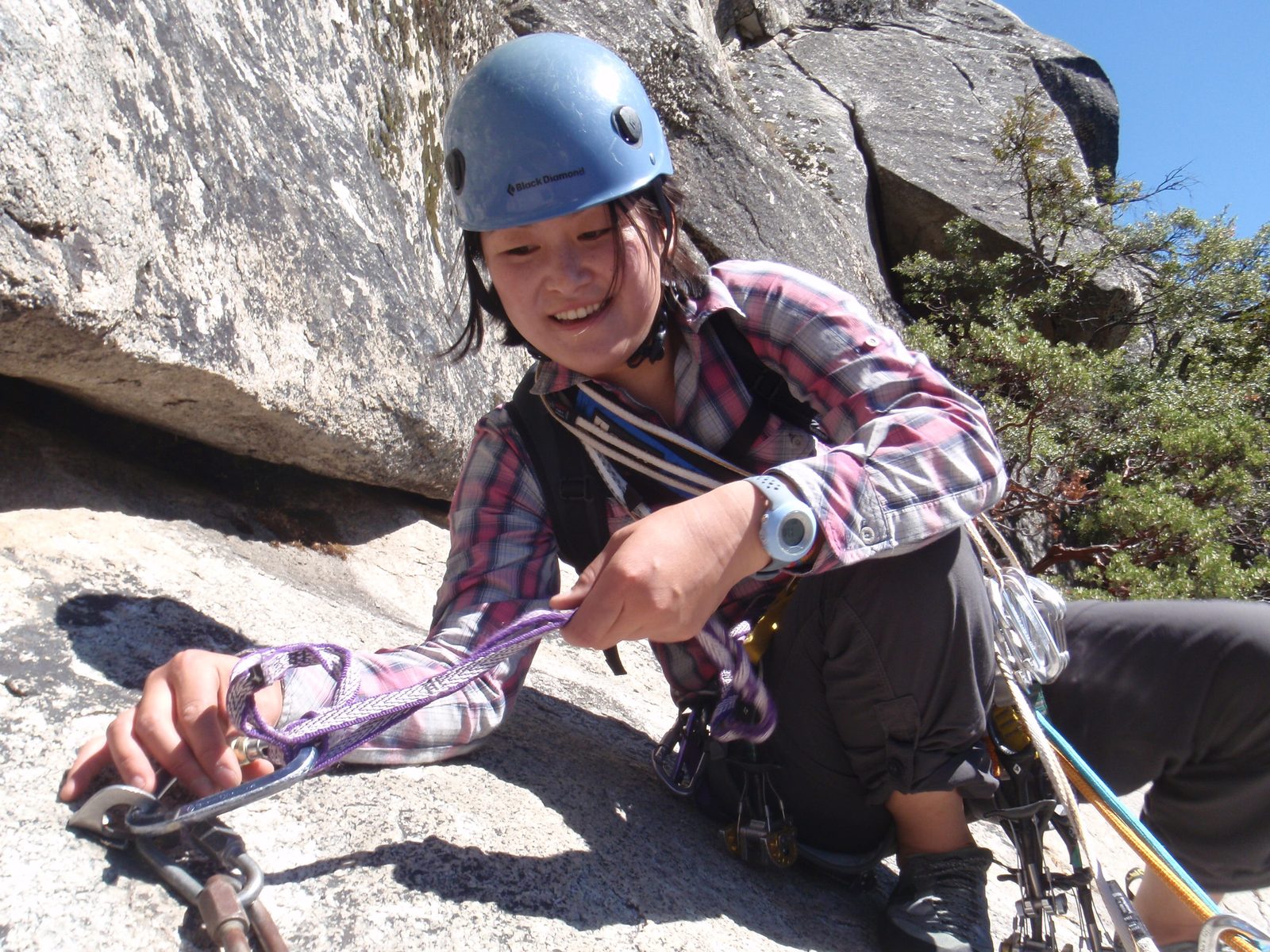 Monica, tying in to the anchor at the top of pitch 15 around 1:15pm.