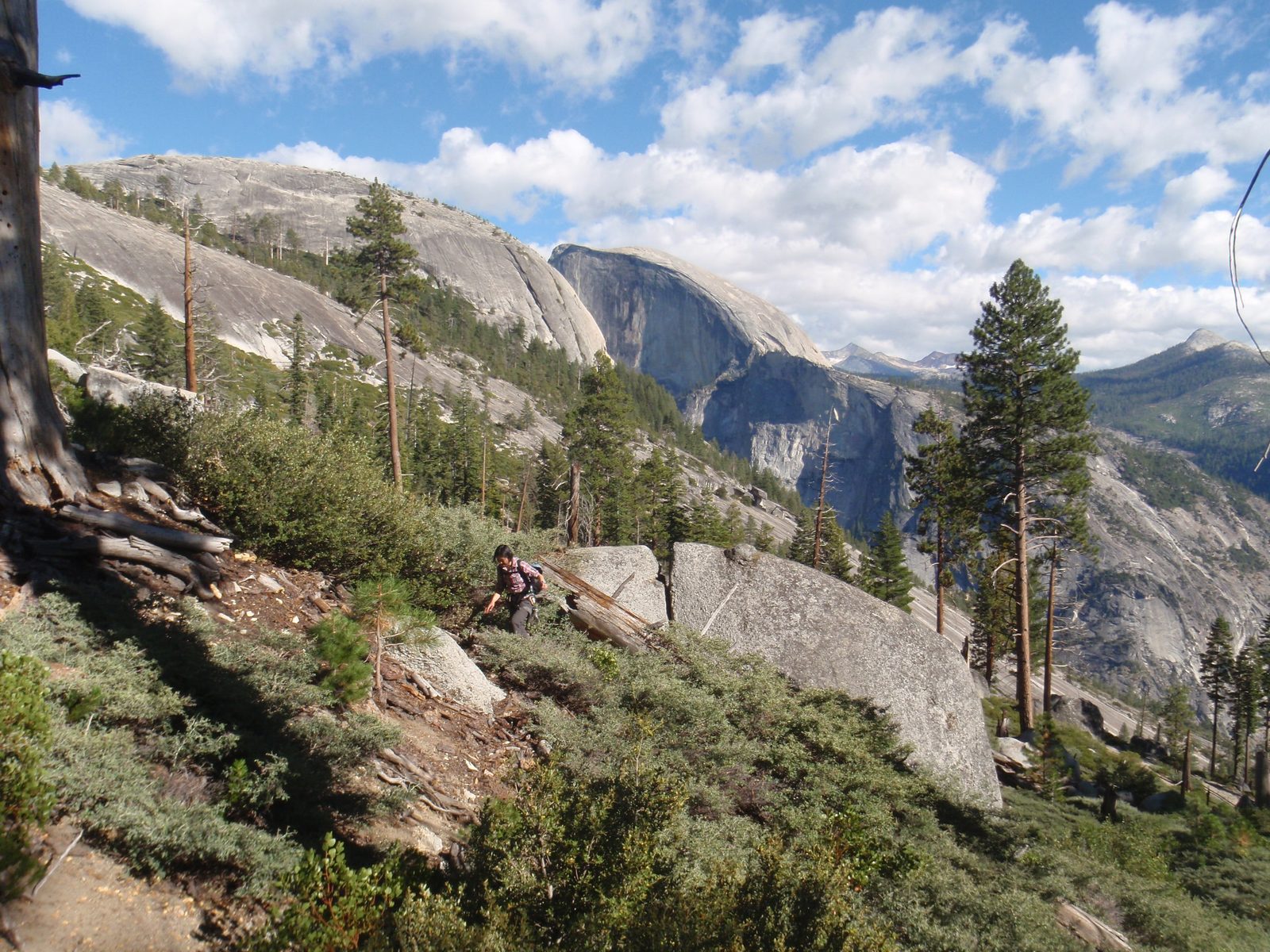 North Dome and Half Dome (and Monica). There is a climbing route on North Dome called Crest...