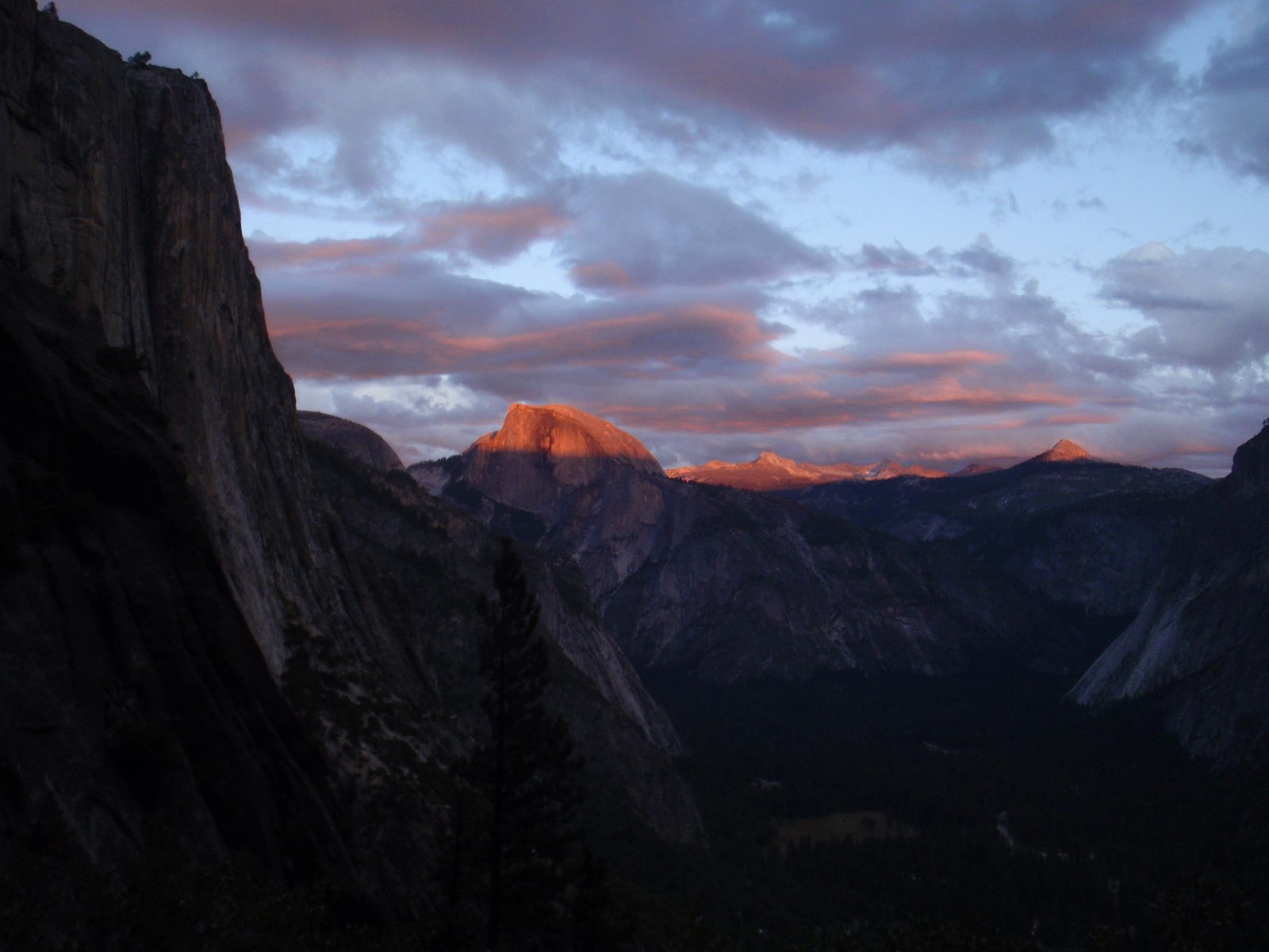 Sunset and alpenglow on Half Dome.