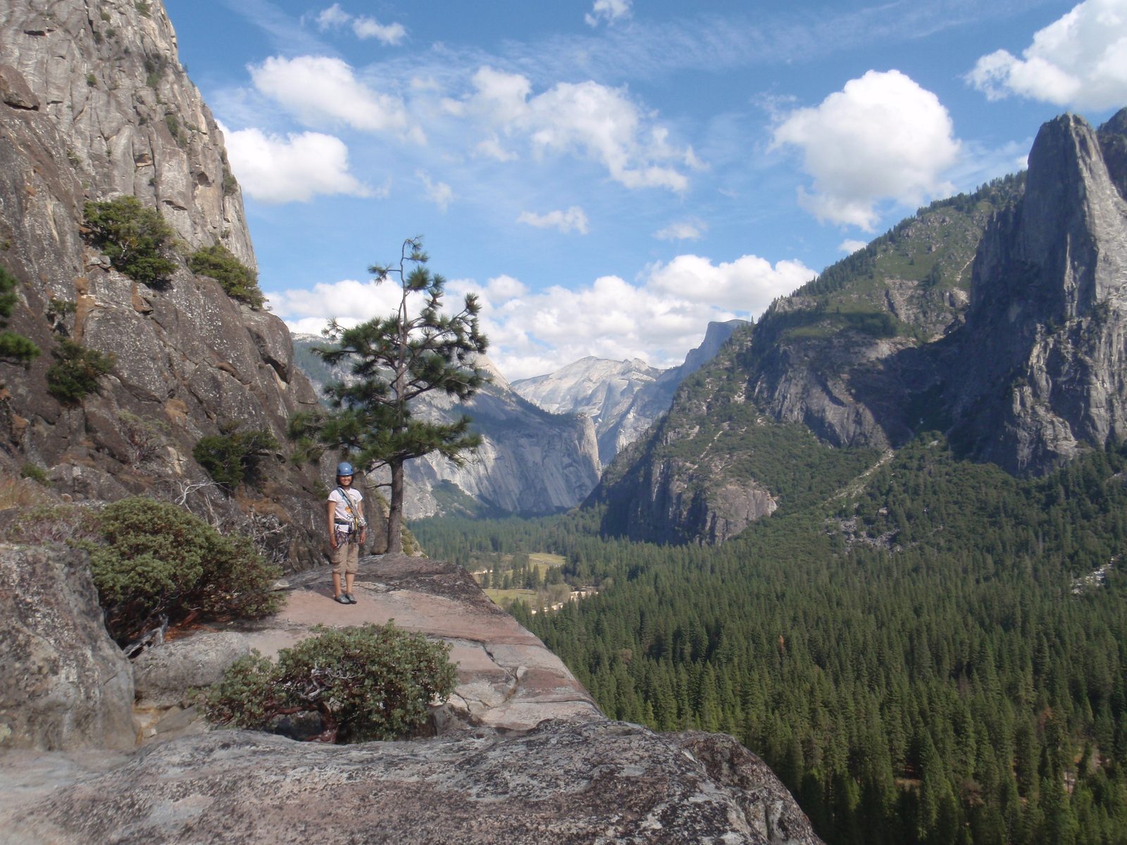 Monica and Yosemite Valley with Half Dome and Sentinel Rock. Apparently Alex Honnold free-soloed...
