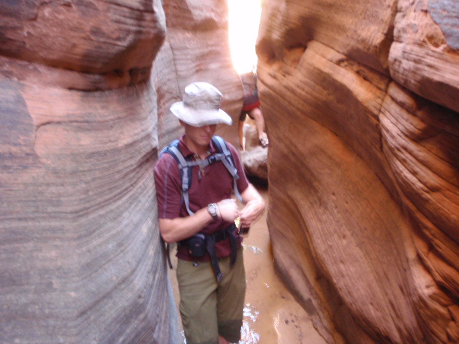 Andy in Keyhole Canyon.  Mike's feet in the background.