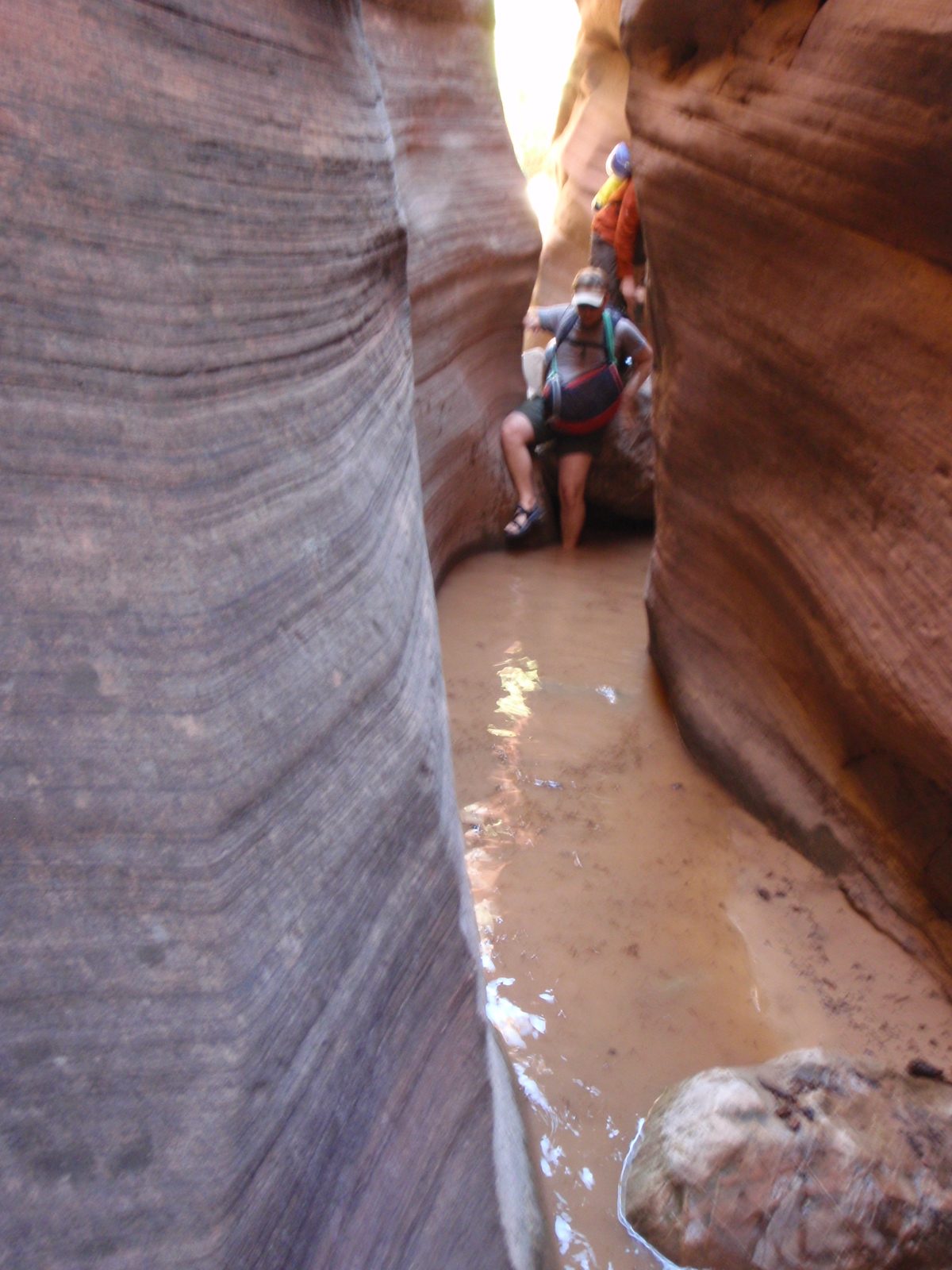 Mike dipping his feet into a wading pool in Keyhole Canyon.