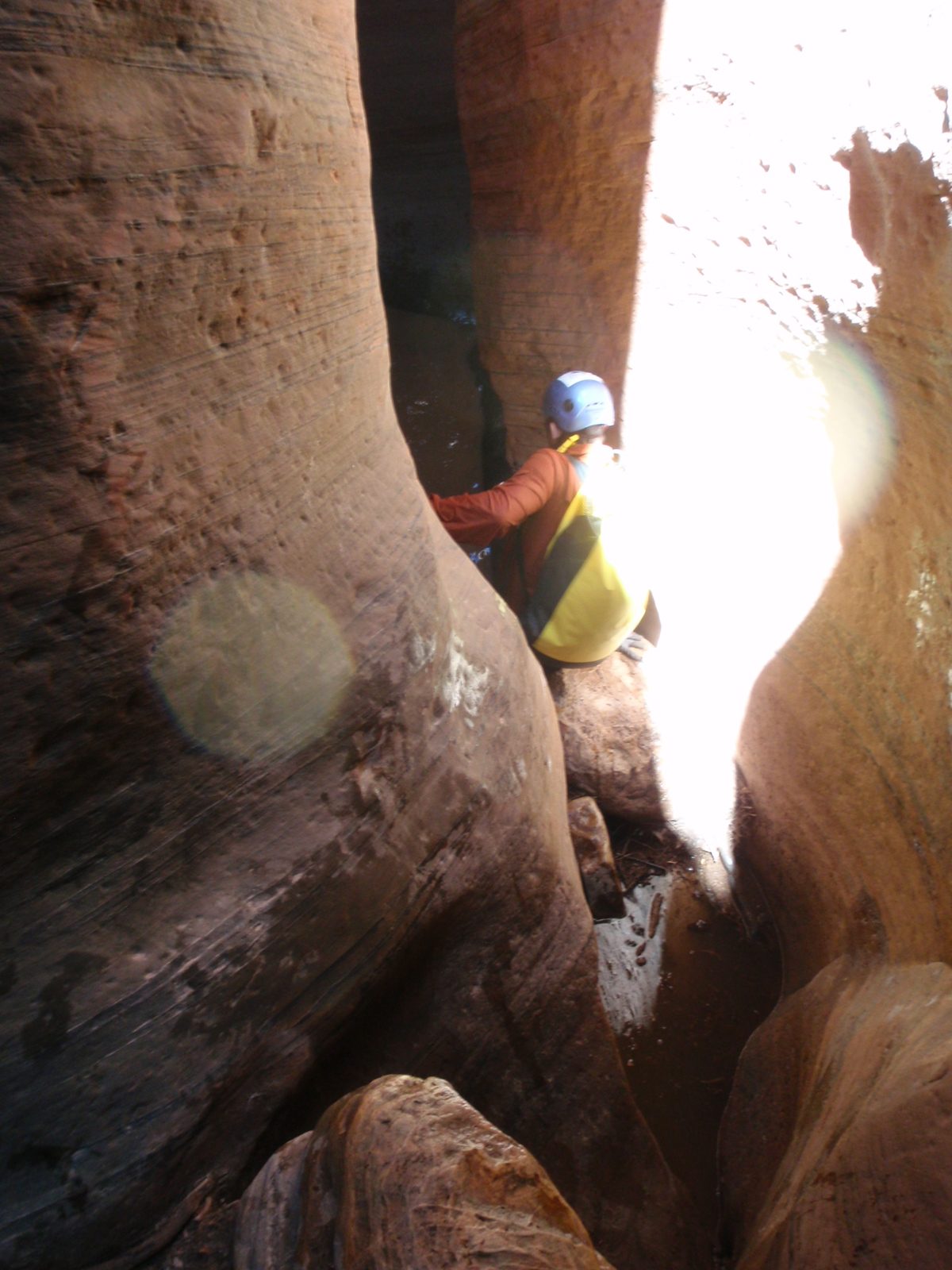 Joel working his way over some boulders.