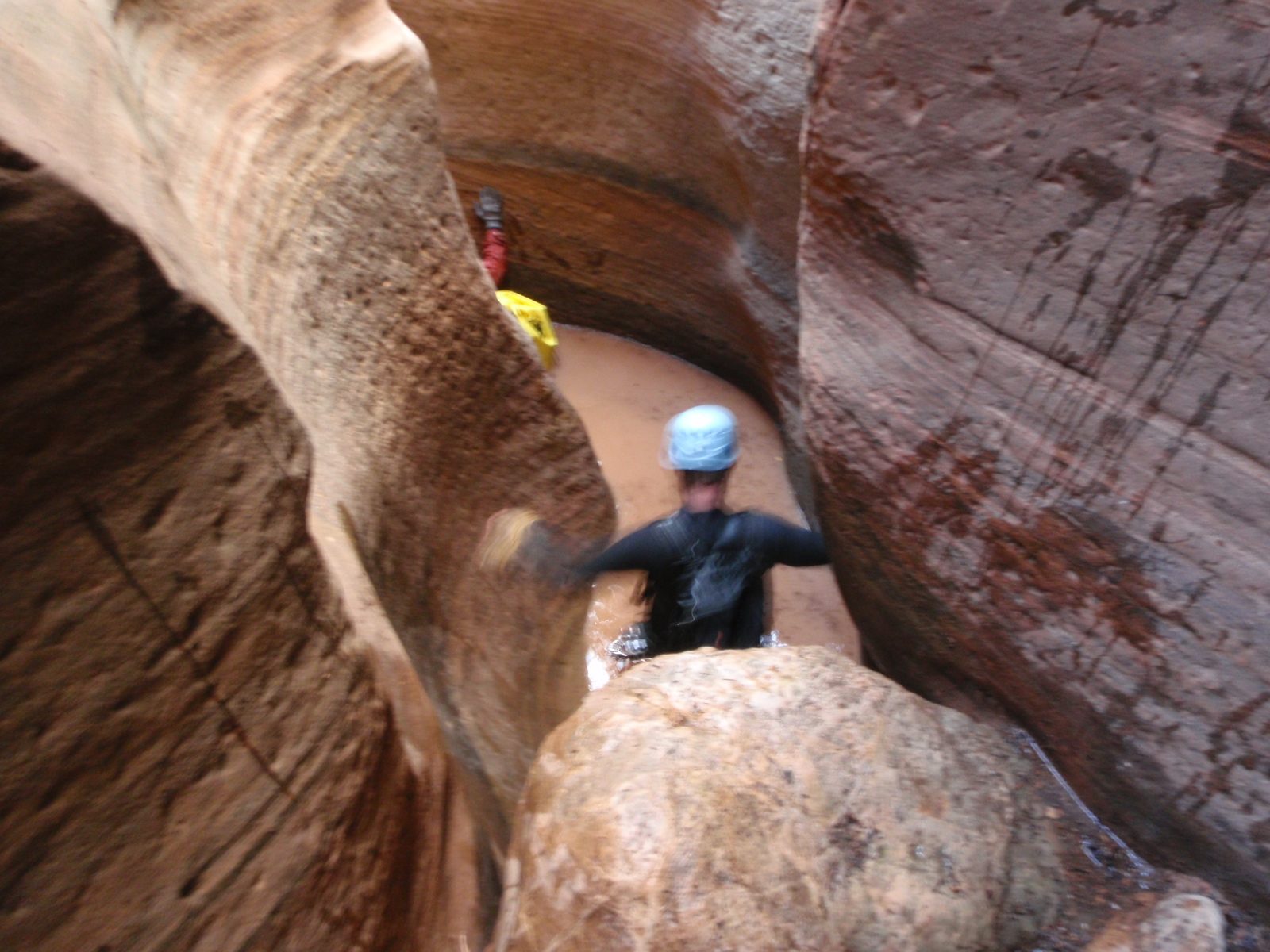 More boulder hopping and swimming in Keyhole Canyon.  Mike jumping off a rock.  Joel feeling his...